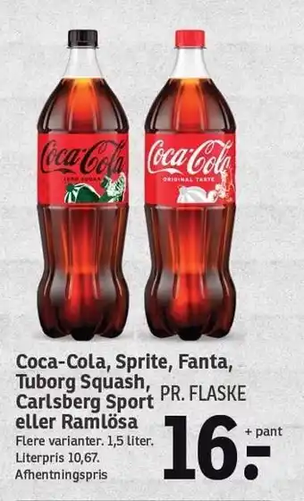 SPAR Coca-cola, sprite, fanta, tuborg squash, carlsberg sport eller ramlösa tilbud