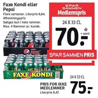 SPAR Faxe kondi eller pepsi tilbud