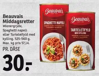 SPAR Beauvais middagsretter tilbud