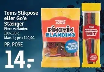 Toms slikpose eller go'e stænger