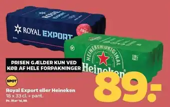 Netto Royal export eller heineken tilbud