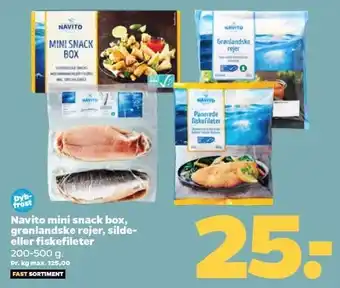 Netto Navito mini snack box, grønlandske rejer, silde- eller fiskefileter tilbud