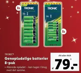 Lidl Genopladelige batterier 8-pak tilbud