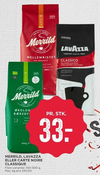 MENY Merrild, lavazza eller carte noire classique tilbud