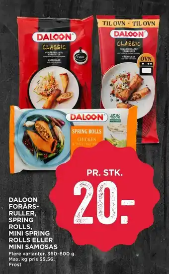 MENY Daloon forårsruller, spring rolls, mini spring rolls eller mini samosas tilbud