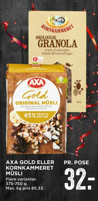 MENY Axa gold eller kornkammeret müsli tilbud