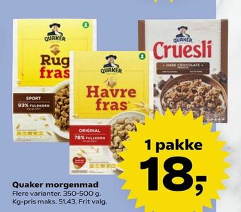 SuperBrugsen Quaker morgenmad tilbud