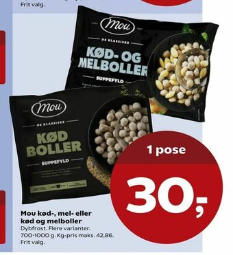 SuperBrugsen Mou kød-, mel- eller kød og melboller tilbud