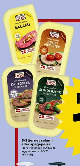 SuperBrugsen 3-Stjernet salami eller spegepølse tilbud