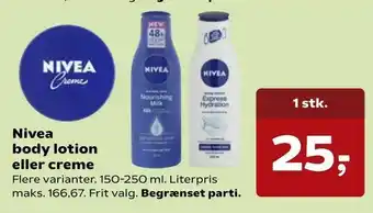 SuperBrugsen Nivea body lotion eller creme tilbud