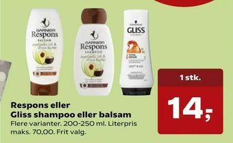 SuperBrugsen Respons eller Gliss shampoo eller balsam tilbud