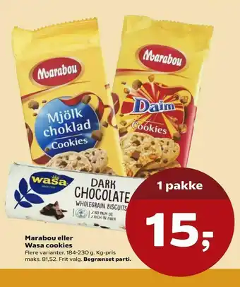SuperBrugsen Marabou eller Wasa cookies tilbud