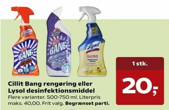 SuperBrugsen Cillit Bang rengøring eller Lysol desinfektionsmiddel tilbud