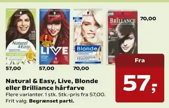 Natural & Easy, Live, Blonde eller Brilliance hårfarve