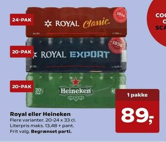SuperBrugsen Royal eller heineken tilbud