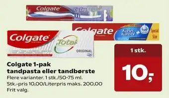 SuperBrugsen Colgate 1-pak tandpasta eller tandbørste tilbud