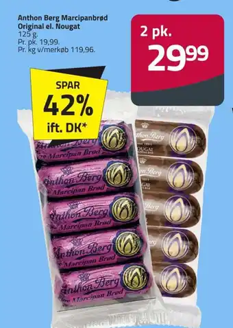 Fleggaard Anthon Berg Marcipanbrød Original el. Nougat tilbud