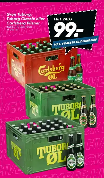 Bilka Grøn tuborg, tuborg classic eller carlsberg pilsner tilbud