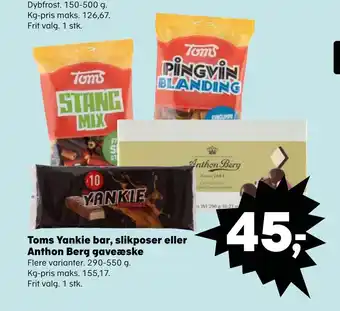 Toms yankie bar, slikposer eller anthon berg gaveæske