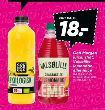 Bilka God morgen juice, shot, valsølille lemonade eller juice tilbud