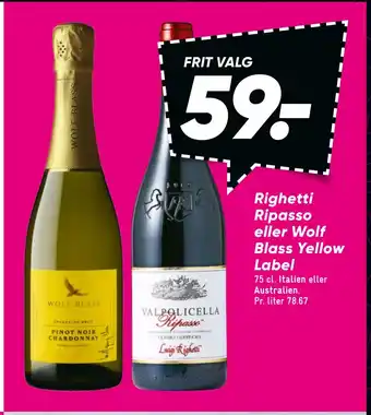 Bilka Righetti ripasso eller wolf blass yellow label tilbud