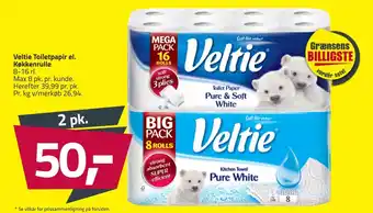 Fleggaard Veltie Toiletpapir el. Køkkenrulle tilbud