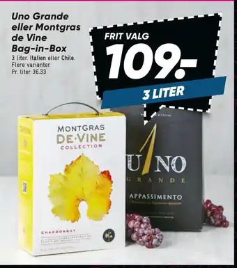 Bilka Uno grande eller montgras de vine bag-in-box tilbud