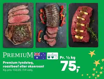 SuperBrugsen Premium tyndsteg, roastbeef eller okseroast tilbud
