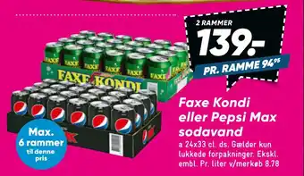 Bilka Faxe kondi eller pepsi max sodavand tilbud