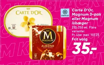 Bilka Carte d'or, magnum 3-pak eller magnum isbæger tilbud