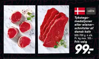 Bilka Tykstegsmedaljoner eller wienerschnitzler af dansk kalv tilbud