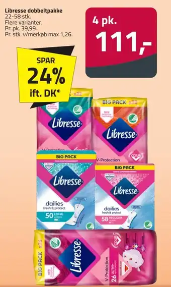 Fleggaard Libresse dobbeltpakke 22-58 stk. tilbud
