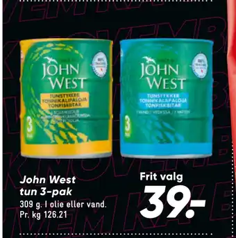Bilka John west tun 3-pak tilbud