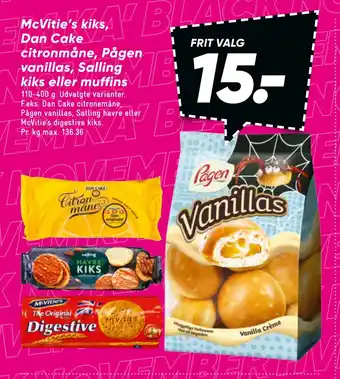 Bilka Mcvitie's kiks, dan cake citronmåne, pågen vanillas, salling kiks eller muffins tilbud