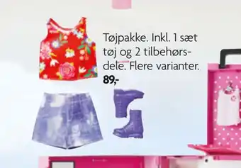 Tøjpakke. inkl. 1 sæt tøj og 2 tilbehørs dele