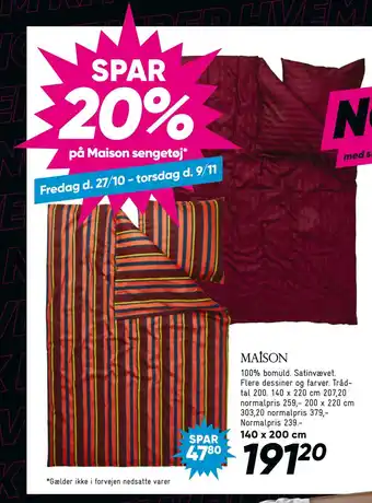 Bilka Spar 20% på maison sengetøj tilbud