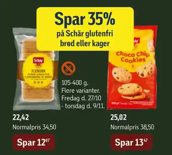 Føtex Spar 35% på schär glutenfri brød eller kager tilbud