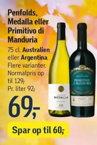 Føtex Penfolds, Medalla eller Primitivo di Manduria tilbud