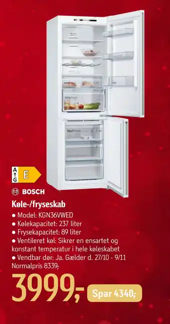Føtex Køle-/fryseskab tilbud