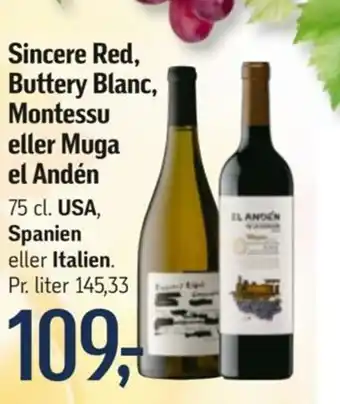 Føtex Sincere Red, Buttery Blanc, Montessu eller Muga el Andén tilbud