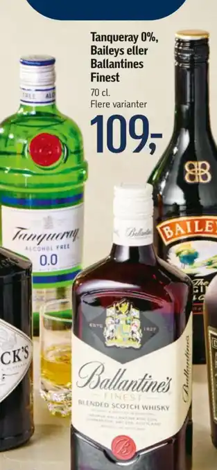 Føtex Tanqueray 0%, Baileys eller Ballantines Finest tilbud