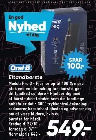 Bilka Oral-b eltandbørste tilbud