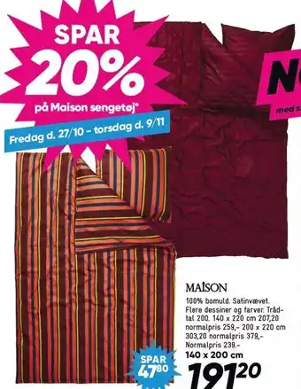 Bilka Spar 20% på maison sengetøj tilbud