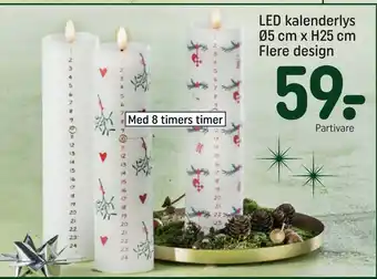 REMA 1000 Led kalenderlys ø5 cm x h25 cm flere design tilbud