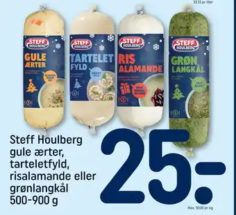 REMA 1000 Steff houlberg gule ærter, tarteletfyld, risalamande eller grønlangkål tilbud