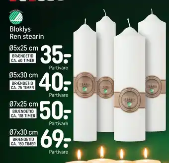 REMA 1000 Bloklys ren stearin ø5x25 cm tilbud