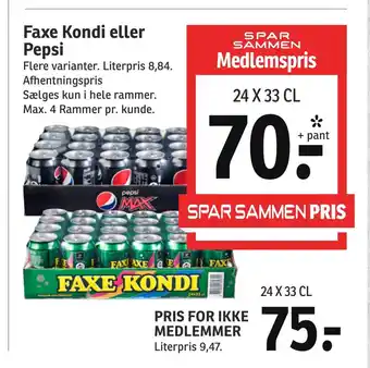 SPAR Faxe kondi eller pepsi tilbud
