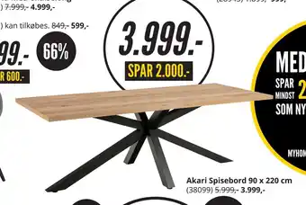 My Home Akari spisebord 90 x 220 cm tilbud