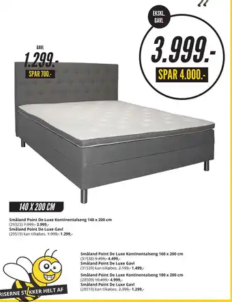 My Home Småland point de luxe kontinentalseng 140 x 200 cm tilbud