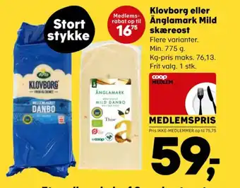 Kvickly Klovborg skæreost danbo mellemlagret 45+ tilbud